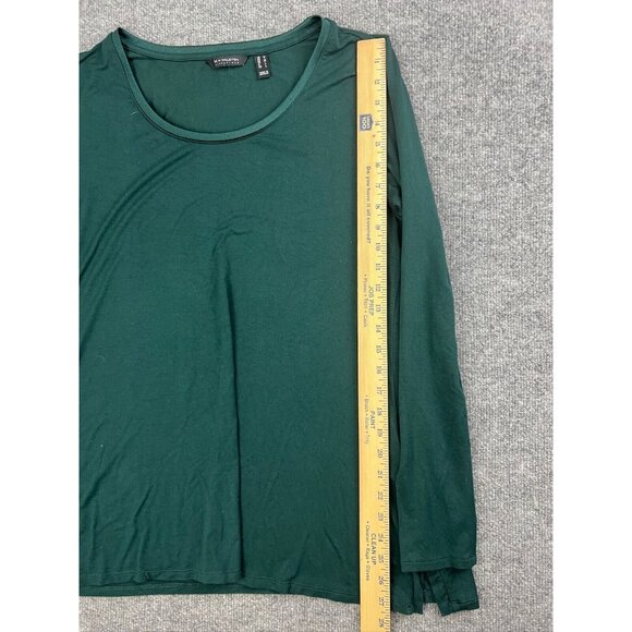 H BY HALSTON ESSENTIALS Tunic Blouse Women's Medium Green Long Sleeve Scoop Neck - Picture 4 of 6